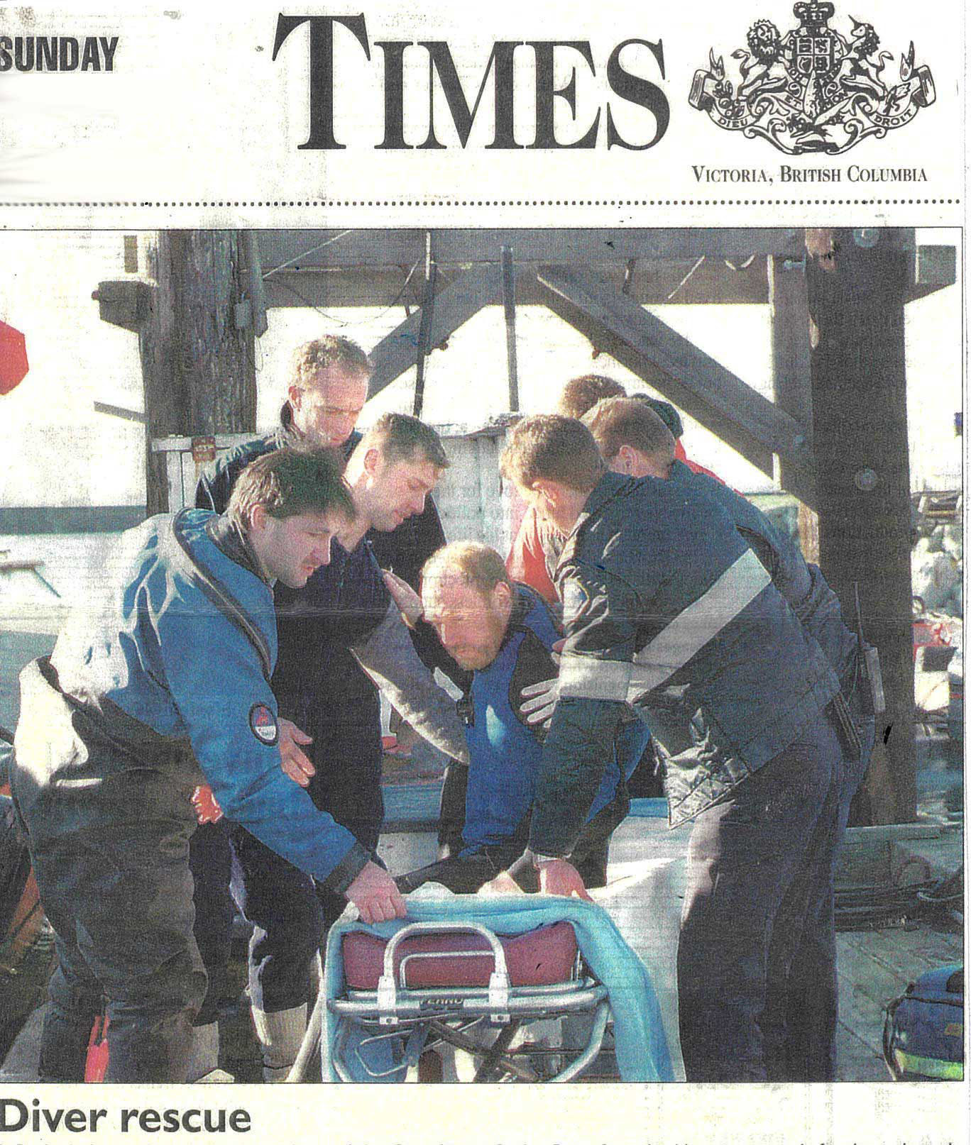 Front page article after my dive accident